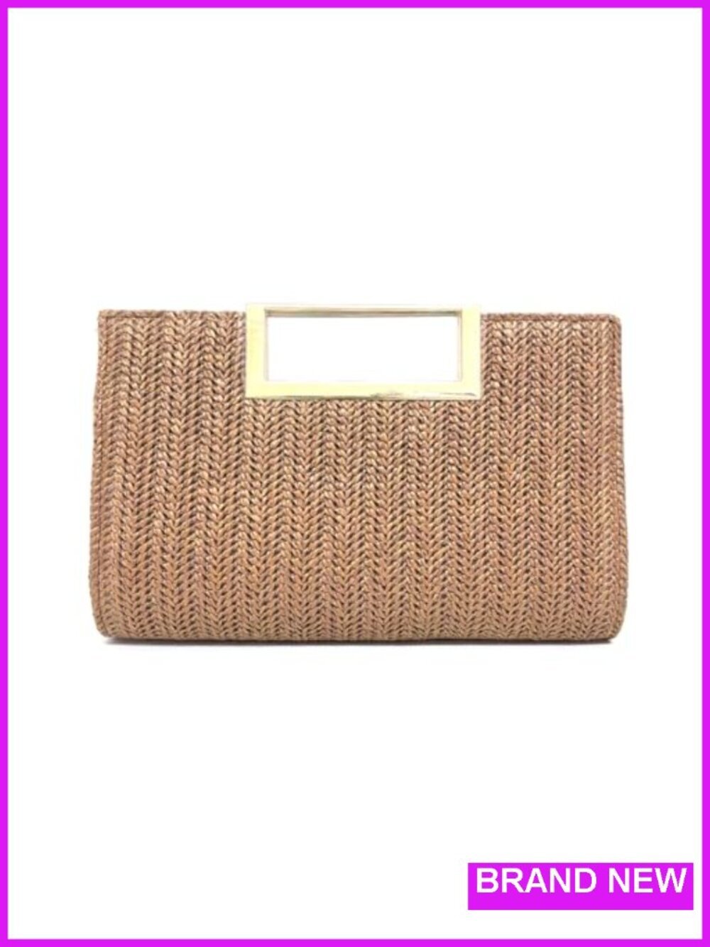 Straw Clutch Purse with Detachable Chain Top Handle Evening Bag